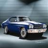 1970 CHEVELLE SS - FATHOM BLUE - ART PRINT POSTER BY ARTIST DANNY WHITFIELD - SIZE 20 X 30 view 1