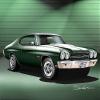 1970 CHEVELLE SS - FOREST GREEN - ART PRINT POSTER BY ARTIST DANNY WHITFIELD - SIZE 20 X 30 view 1