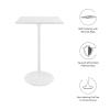 Modway Lippa 28" Mid-Century Modern Bar Table with Square Top and Pedestal Base in White view 4
