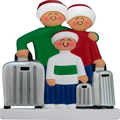 Travel Family 3 People Personalized Tree Ornament
