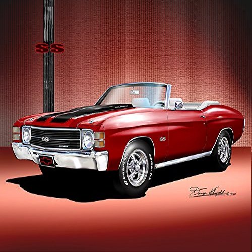 1971 CHEVELLE SS CONVERTIBLE - Cranberry Red - ART PRINT POSTER BY ARTIST DANNY WHITFIELD - SIZE 20 X 30