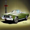 1971 CHEVELLE SS CONVERTIBLE - Lime green - ART PRINT POSTER BY ARTIST DANNY WHITFIELD - SIZE 20 X 30 view 1