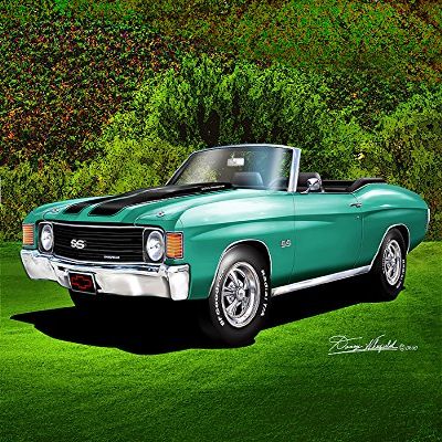1972 CHEVELLE SS CONVERTIBLE - Artesian green - ART PRINT POSTER BY ARTIST DANNY WHITFIELD - SIZE 20 X 30