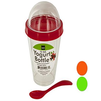 Yogurt Cup with Topping Compartment & Spoon - Pack of 16
