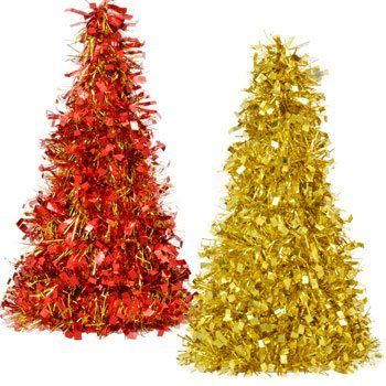 Christmas House 10" Tabletop Cone Shaped Tinsel Christmas Trees (2 Pack)