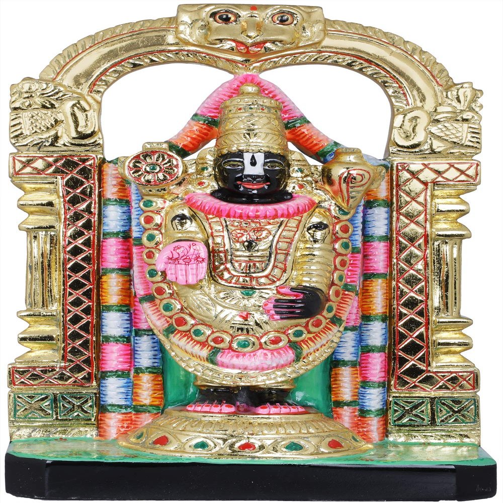 Exotic India Lord Venkateshvara as Balaji at Tirupati, 18 inch Height, Multicolor