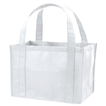 (12 Pack) Set of 12 Reusable Grocery Shopping Tote Bag (White)