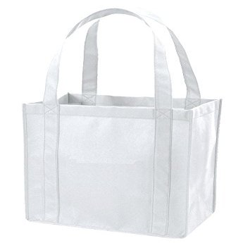 (12 Pack) Set of 12 Reusable Grocery Shopping Tote Bag (White)