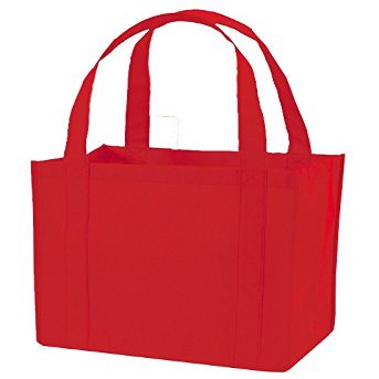 (12 Pack) Set of 12 Reusable Grocery Shopping Tote Bag (Red)
