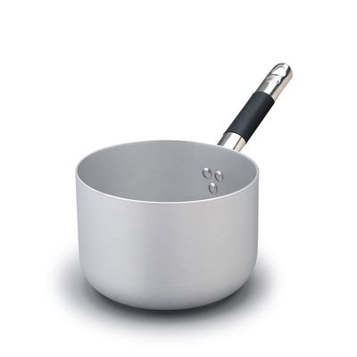 Pentole Agnelli Aluminium 3 Mm. Thick Professional Induction Deep Cool Saucepan with Tubular Handle, Diameter 16 cm, Steel, Grey