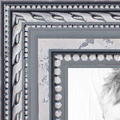 ArtToFrames 23x28 Inch Silver Picture Frame, This 1" Custom Wood Poster Frame is Ornate SIlver, for Your Art or Photos - Comes with 060 Plexi Glass, 2WOM80801-SLV-23x28