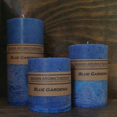Blue Gardenia Pillar Candle, 3 Piece Set