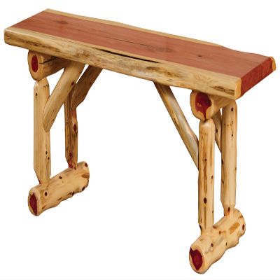 Furniture Barn USA-Rustic Dining Bench- Red Cedar Log 6 Foot Solid Slab Hall Bench