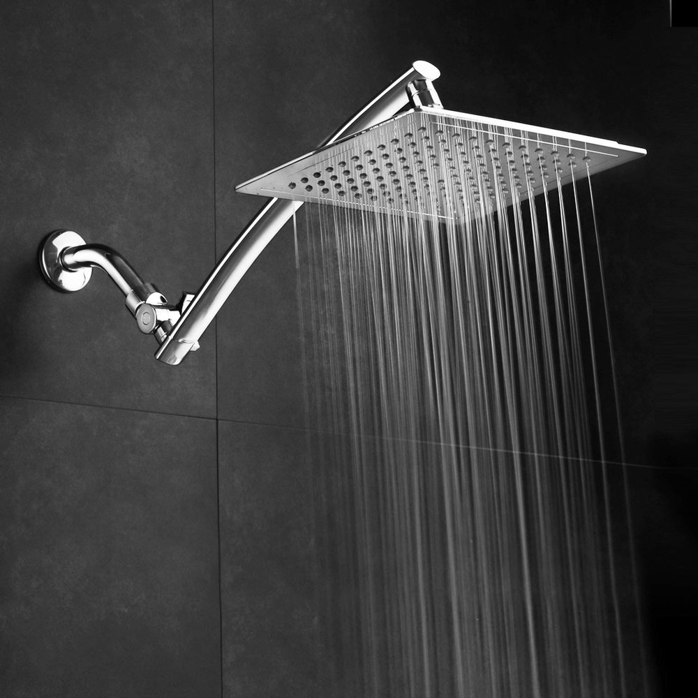 Razor Mega Size 9-inch Chrome Face Rainfall Shower with 15-inch Extension Arm (Square)