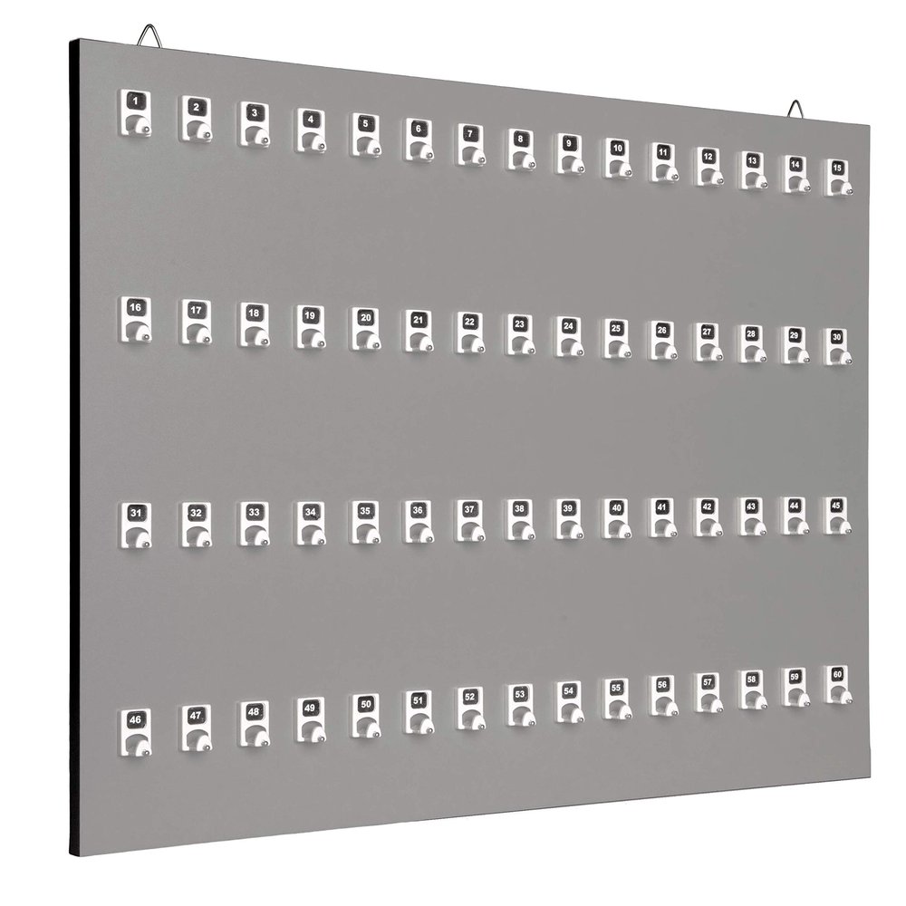 KEYSTAND # 60PGE, 60 Extra Space Numbered Hooks for Car Keys with Remote Control (60 Sets of Tag & Ring Included)