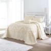 BrylaneHome Bedding Lightweight All Season Modern Amelia Quilted Damask Oversized Ultra Soft Bedspread - Twin, Ivory view 1