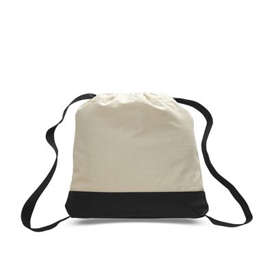 Cotton Canvas Sport Backpack - Pack of 3 (Natural/Black, 3)