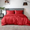THXSILK 100% Silk Sheet Set, 7A+ Silk Sheet Set Soft Breathable, Luxury Bedding (1 Duvet Cover, 1 Fitted Sheet, 2 Pillow Shams), Twin, Red view 1