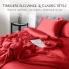 THXSILK 100% Silk Sheet Set, 7A+ Silk Sheet Set Soft Breathable, Luxury Bedding (1 Duvet Cover, 1 Fitted Sheet, 2 Pillow Shams), Twin, Red view 2