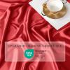 THXSILK 100% Silk Sheet Set, 7A+ Silk Sheet Set Soft Breathable, Luxury Bedding (1 Duvet Cover, 1 Fitted Sheet, 2 Pillow Shams), Twin, Red view 3
