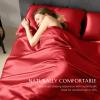THXSILK 100% Silk Sheet Set, 7A+ Silk Sheet Set Soft Breathable, Luxury Bedding (1 Duvet Cover, 1 Fitted Sheet, 2 Pillow Shams), Twin, Red view 4