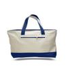 Cotton Canvas Zipper Tote Bag - 1 Piece (Natural/Royal, 1) view 1