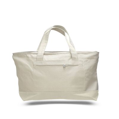 Cotton Canvas Zipper Tote Bag - 1 Piece (Natural/natural, 1)