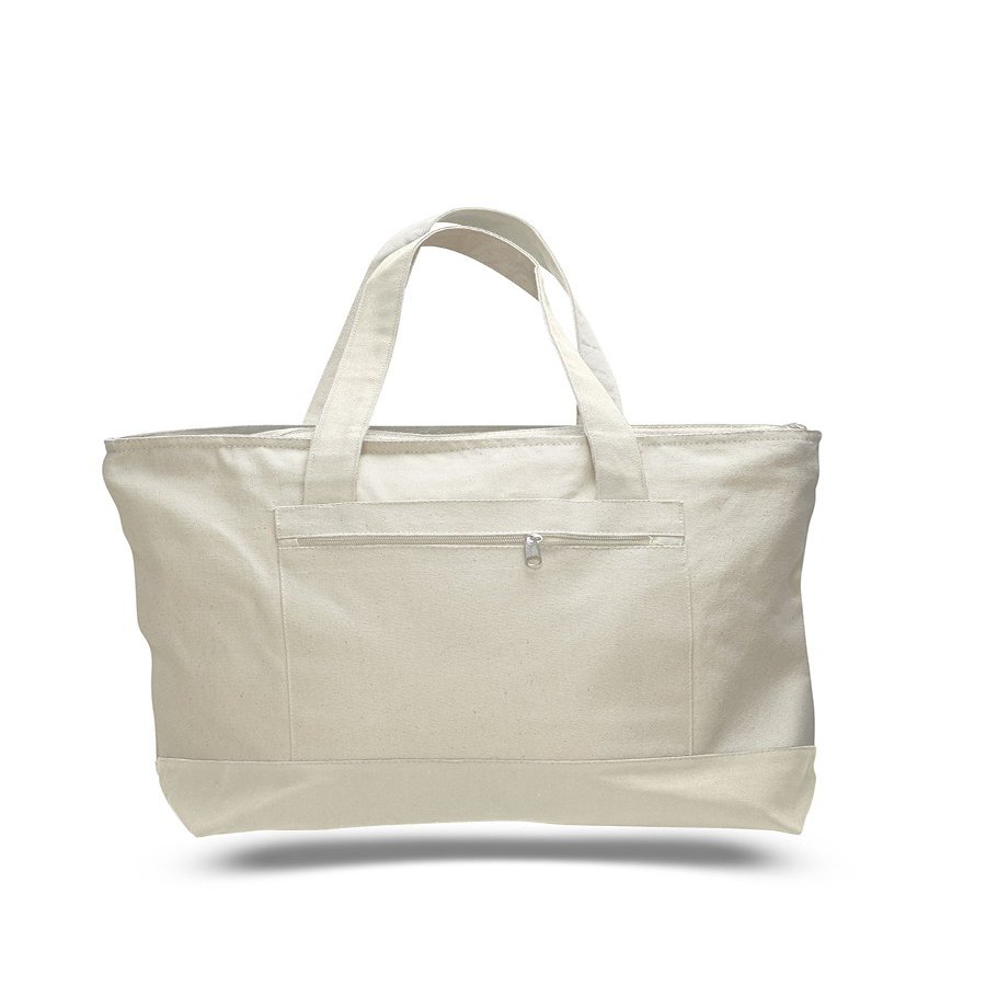 Cotton Canvas Zipper Tote Bag - 1 Piece (Natural/natural, 1)