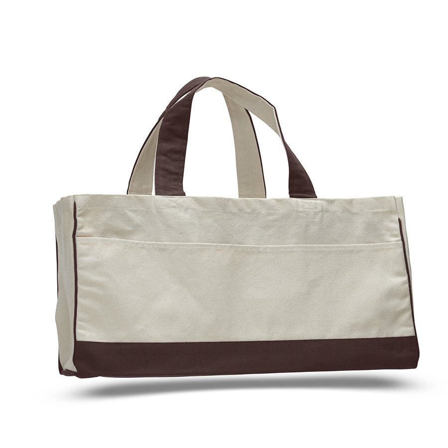 Cotton Canvas Standard Tote Bag - 1 Piece (Natural/Chocolate, 1)
