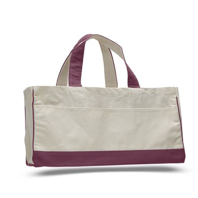 Cotton Canvas Standard Tote Bag - 1 Piece (Natural/Maroon, 1)