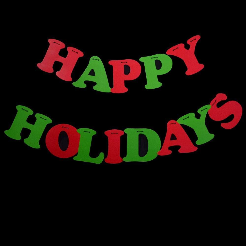 PaperLanternStore.com Happy Holidays Party Paper Letter Pennant Banner (10FT)