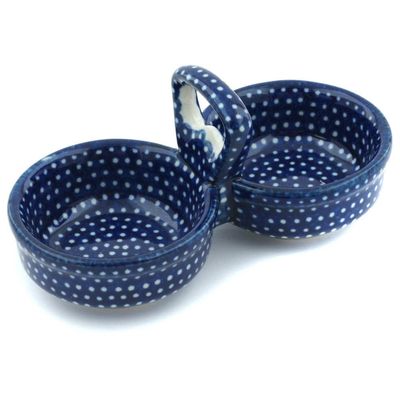 Polmedia Polish Pottery Condiment Dish UNIKAT - Starry Night Pattern Handmade in Boleslawiec Poland by Ceramika Artystyczna + Certificate of Authenticity