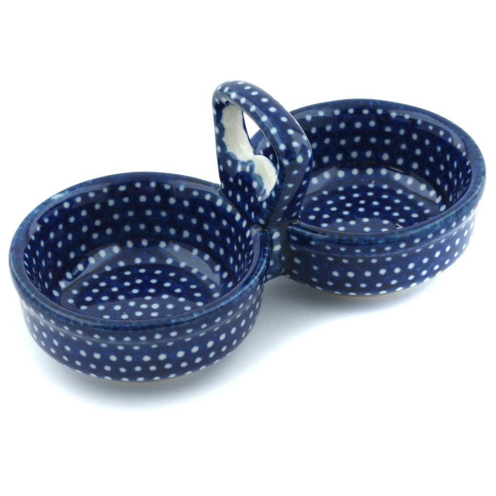 Polmedia Polish Pottery Condiment Dish UNIKAT - Starry Night Pattern Handmade in Boleslawiec Poland by Ceramika Artystyczna + Certificate of Authenticity