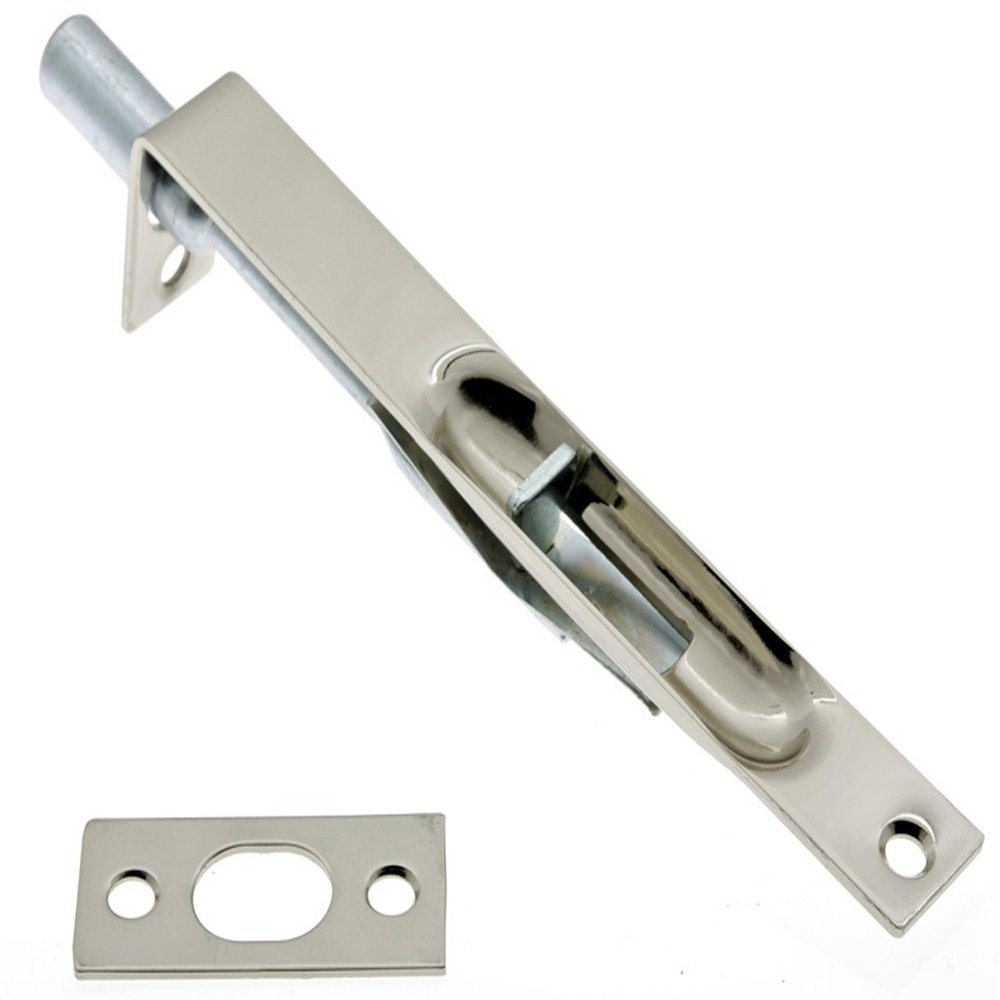 idh by St. Simons 11010-014 Professional Grade Quality Genuine Solid Brass Flush Bolt with Square End, 6-Inch, Bright Nickel