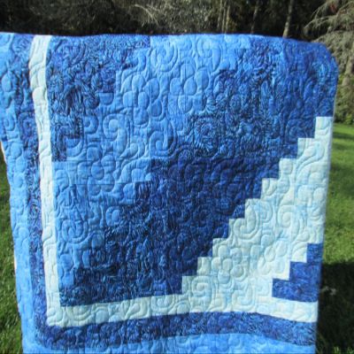 Blue Batik Log Cabin Quilt