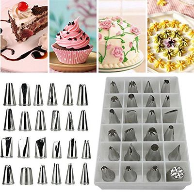 24 PCS Icing Piping Nozzles Pastry Tips Cake Sugarcraft Decorating Tool Set