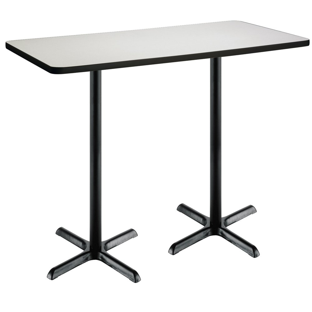 30" x 72" Pedestal Table with Crisp Linen Top, Black X-Base, Bistro Height