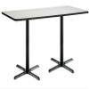 30" x 72" Pedestal Table with Crisp Linen Top, Black X-Base, Bistro Height view 1