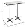 30" x 72" Pedestal Table with Crisp Linen Top, Black X-Base, Bistro Height view 2