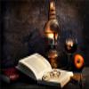 Da Bang Style Burning The Midnight Oil Lamp Books Glasses Apple Canvas Poster Print 24X36 Inch view 1
