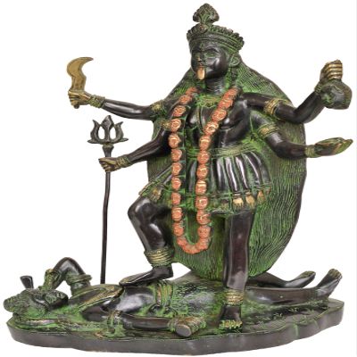 Exotic India Mother Goddess Kali, 14 inch Height, Multicolor