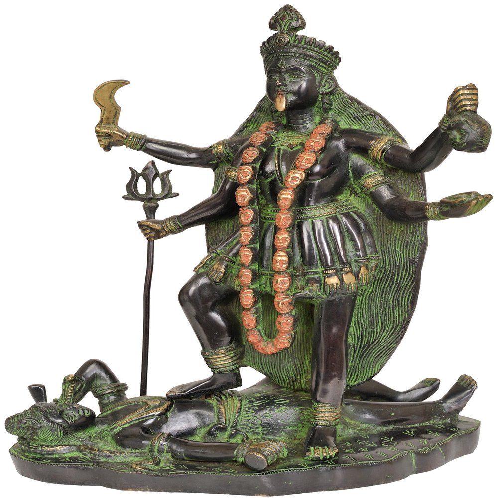 Exotic India Mother Goddess Kali, 14 inch Height, Multicolor
