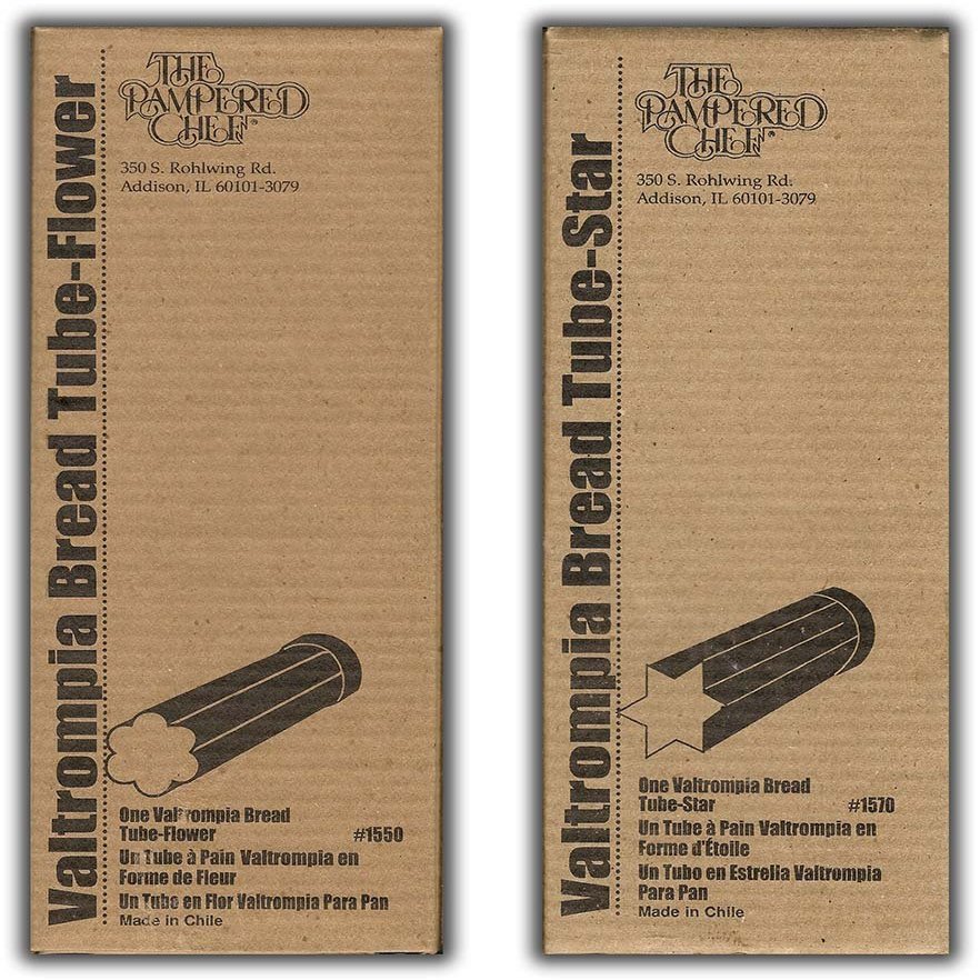 (2) The Pampered Chef Valtrompia Bread Tubes - Flower #1550 and Star #1570