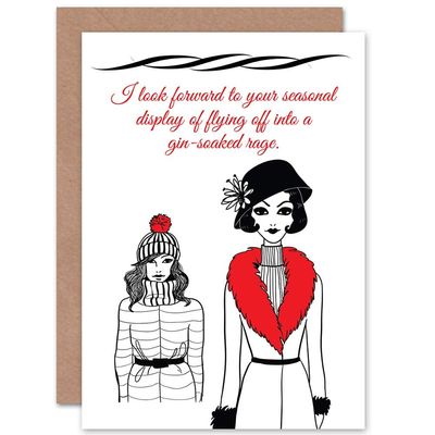 Wee Blue Coo CARD MERRY CHRISTMAS XMAS SEASONAL GIN SOAKED RAGE FUN GIFT