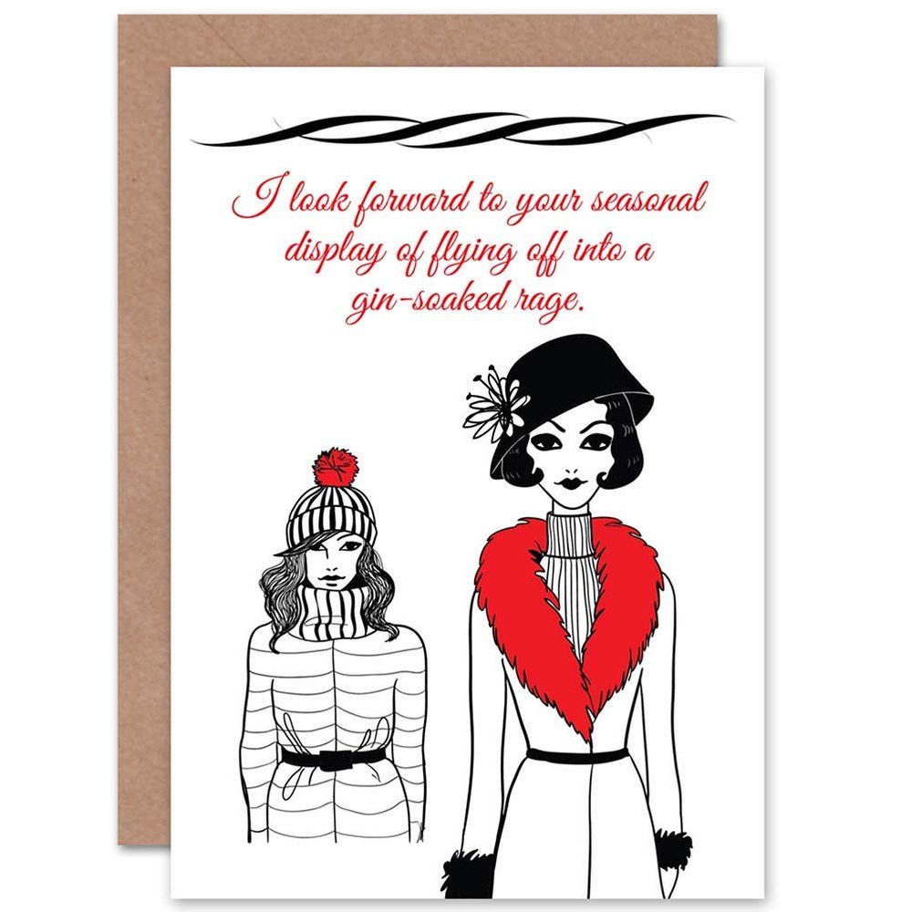 Wee Blue Coo CARD MERRY CHRISTMAS XMAS SEASONAL GIN SOAKED RAGE FUN GIFT