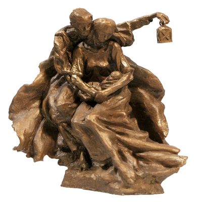 Lighting the Future by Mario Chiodo - Figurative Sculpture Statue of a Grandmother, Her Daughter & Her Grandchild (Polyresin)