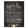 Andaz Press Wedding Party Signs, Chalkboard Pink Coral Floral Roses Print, 8.5x11-inch, Open Bar All Drunken Shenanigans Will be Captured and Mocked For Years to Come Proceed with Caution Sign, 1-Pack view 1