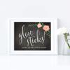 Andaz Press Wedding Party Signs, Chalkboard Pink Coral Floral Roses Print, 8.5x11-inch, Glow Sticks Light Up the Dance Floor, 1-Pack view 3
