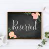 Andaz Press Wedding Party Signs, Chalkboard Pink Coral Floral Roses Print, 8.5x11-inch, Reserved, 1-Pack view 2