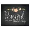 Andaz Press Wedding Party Signs, Chalkboard Pink Coral Floral Roses Print, 8.5x11-inch, Reserved for the Bridal Party, 1-Pack view 1